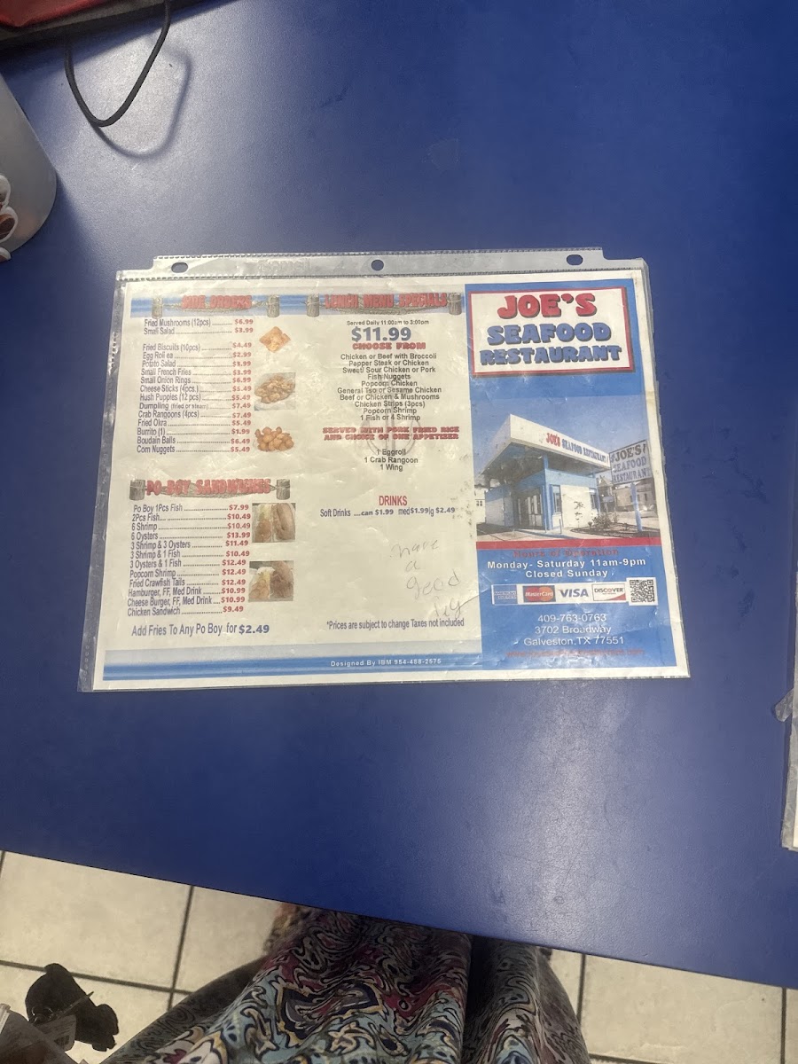 Joe's Seafood Menu - Image 4