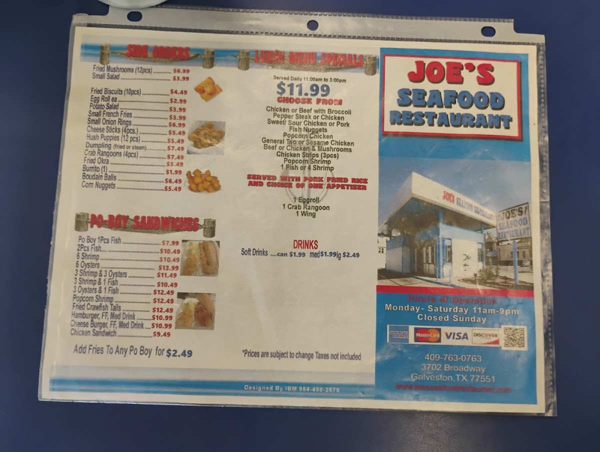 Joe's Seafood Menu - Image 5